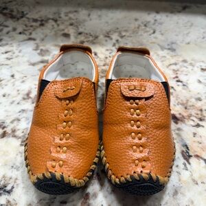 Kids' Orange Leather Lykmera slip on boat casual or Dress Shoes loafers